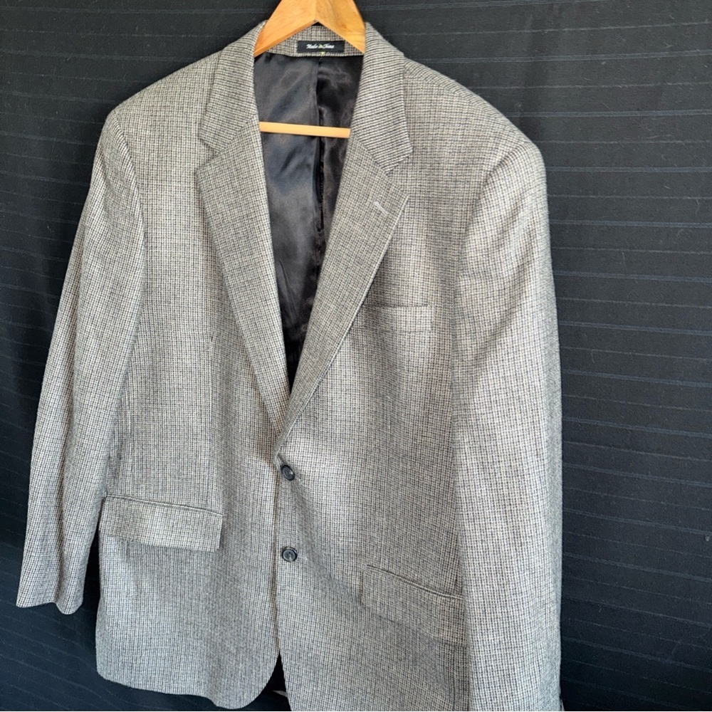 Chaps 100% Lambswool Gray Plaid 2 button Sports Coat Jacket Mens 42R Lined - Picture 2 of 14
